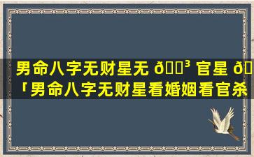 男命八字无财星无 🌳 官星 🌺 「男命八字无财星看婚姻看官杀吗」